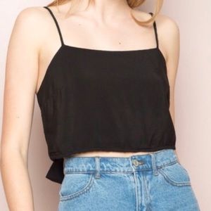 Brandy Melville Black Tie Back Crop Top